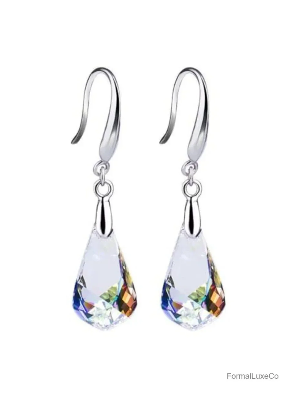 Austrian Crystal Dangle Earrings Aurora Boreale Waterdrop Glitter Earrings